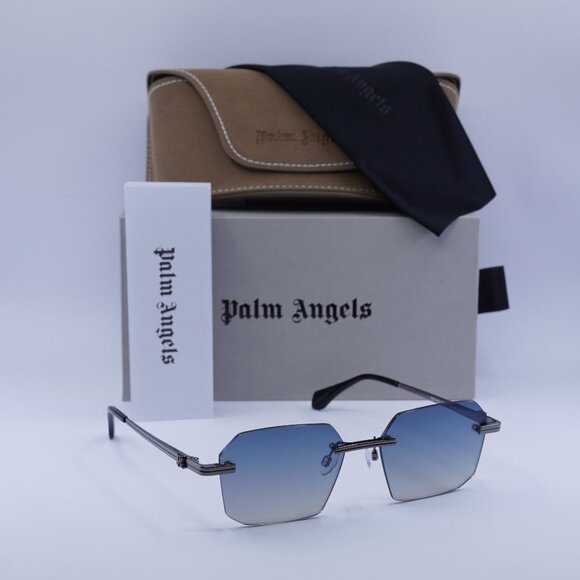 Palm Angels PERI10G QUARTZ 1007 Geometric Sunglasses - Gunmetal/Blue - Picture 1 of 11